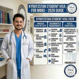 Read more about the article Kyrgyzstan Student Visa for MBBS – Process, Documents & Fees 2026