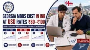 Georgia MBBS cost in INR at different USD exchange rates